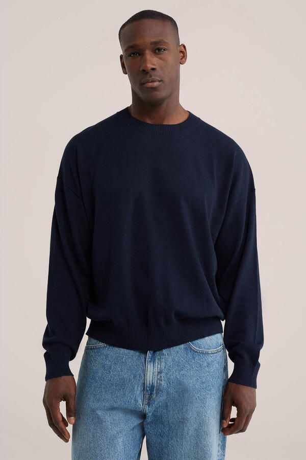WE Fashion regular fit sweater donkerblauw