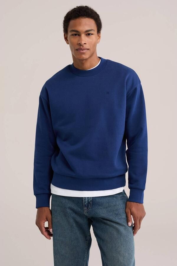 WE Fashion regular fit sweater met borduursels blauw - Foto 2