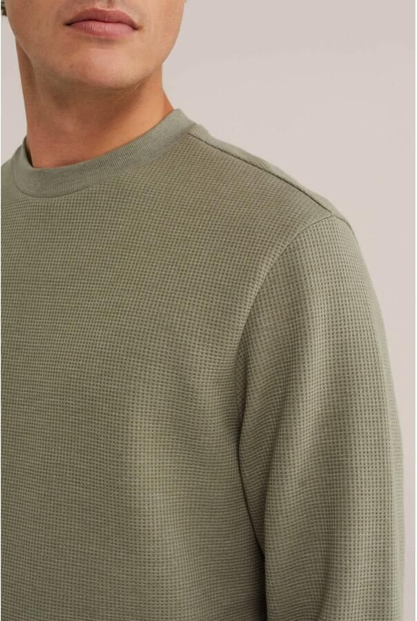 WE Fashion regular fit sweater met wafelstructuur groen - Foto 2