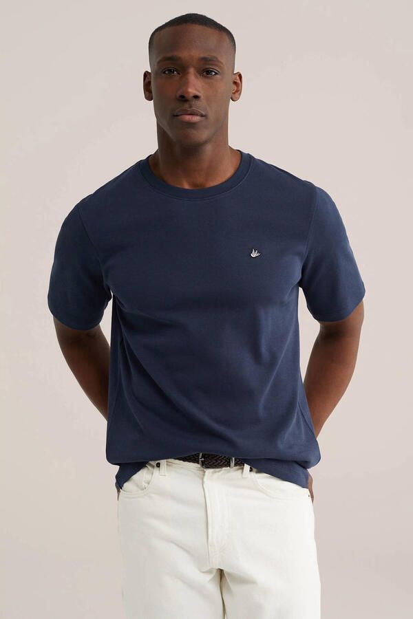 WE Fashion regular fit T-shirt donkerblauw