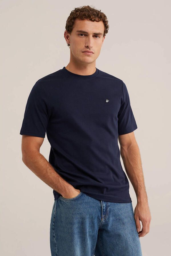 WE Fashion regular fit T-shirt donkerblauw
