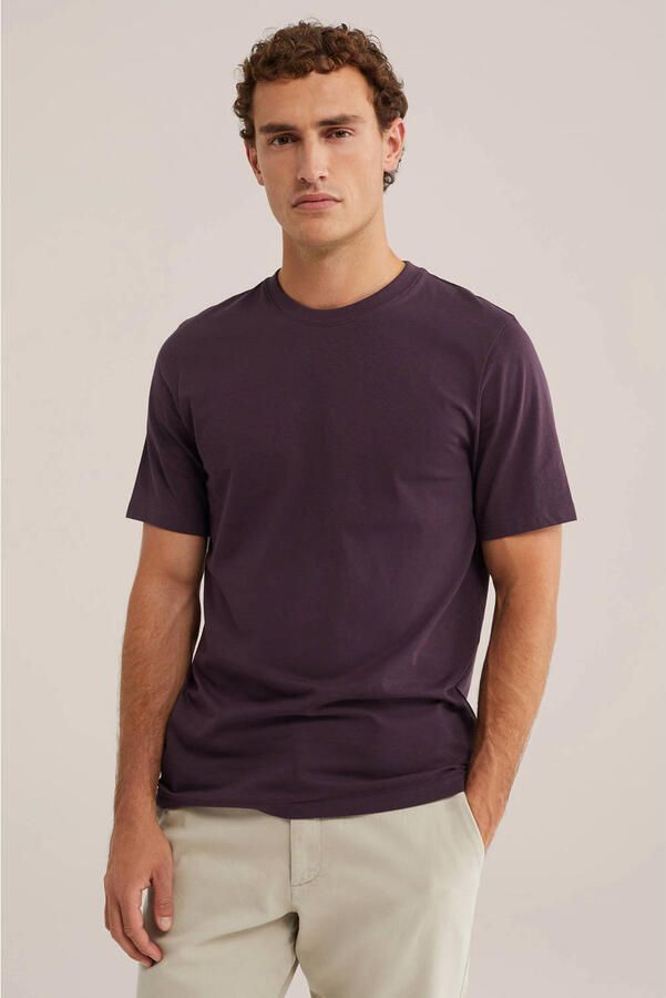 WE Fashion regular fit T-shirt donkerpaars