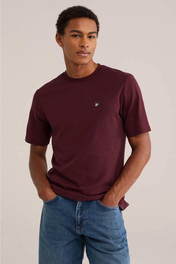 WE Fashion regular fit T-shirt donkerrood