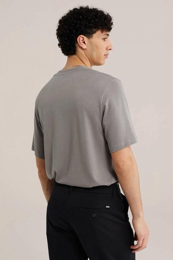 WE Fashion regular fit T-shirt grijs taupe - Foto 3