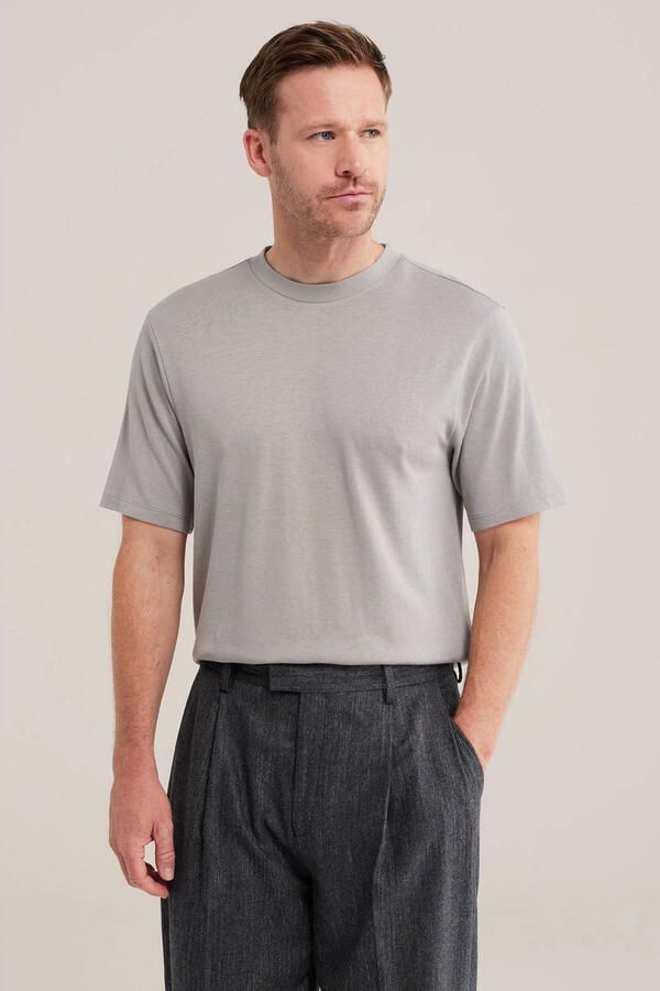 WE Fashion regular fit T-shirt grijs taupe - Foto 2