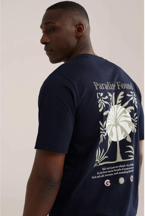 WE Fashion regular fit T-shirt met backprint donkerblauw - Foto 2
