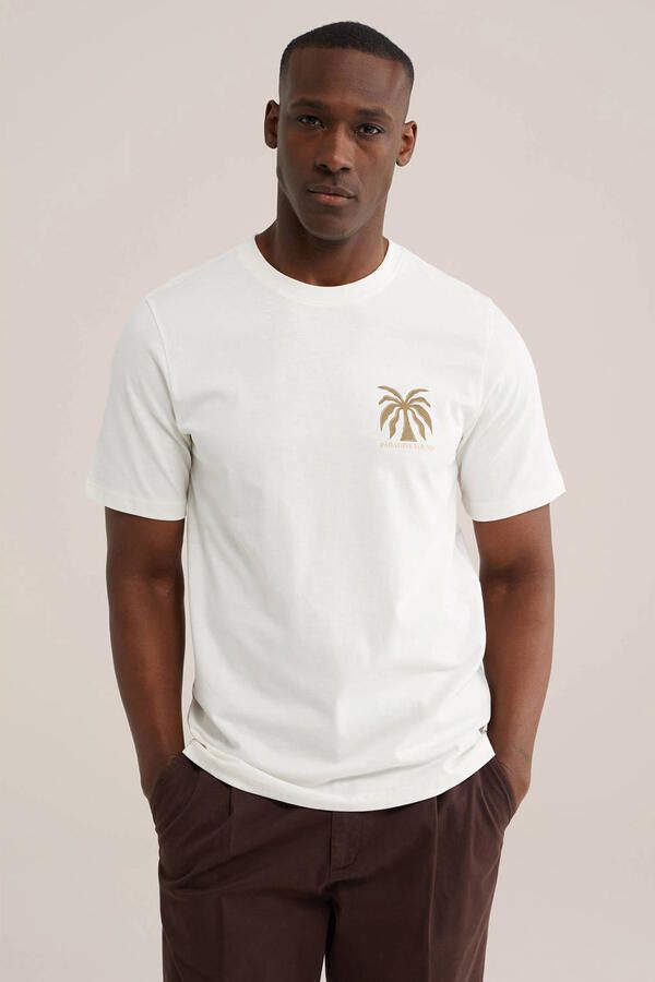 WE Fashion regular fit T-shirt met backprint ecru - Foto 3