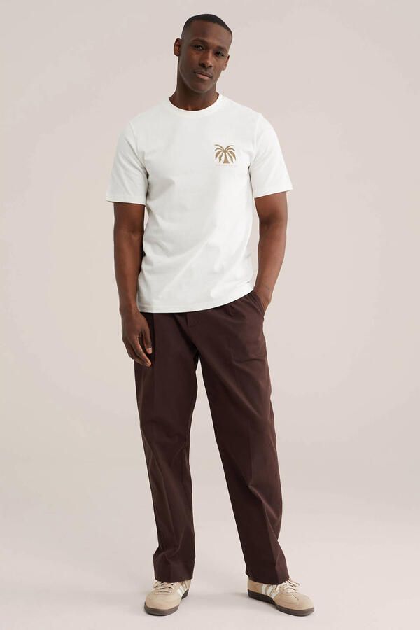 WE Fashion regular fit T-shirt met backprint ecru