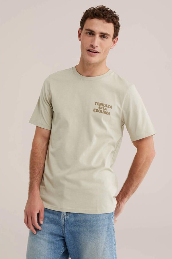 WE Fashion regular fit T-shirt met backprint lichtgroen