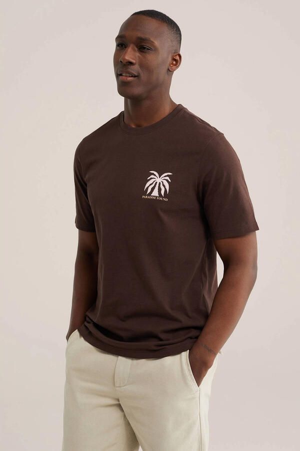 WE Fashion regular fit T-shirt met backprint roestbruin - Foto 2