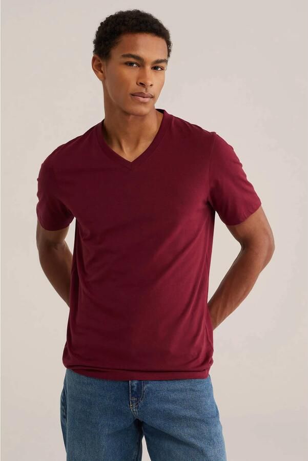WE Fashion regular fit T-shirt wijnrood