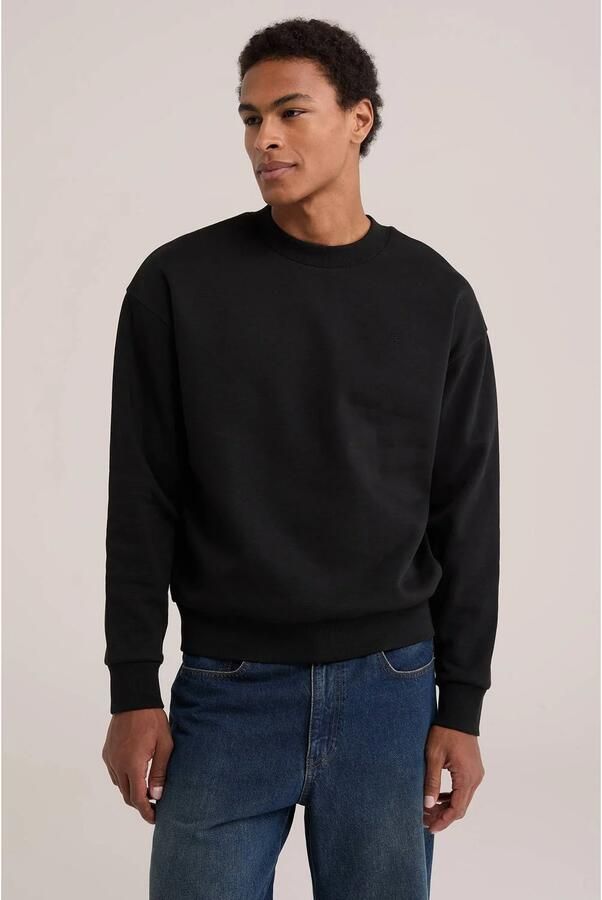WE Fashion regular fit trui met borduursels zwart