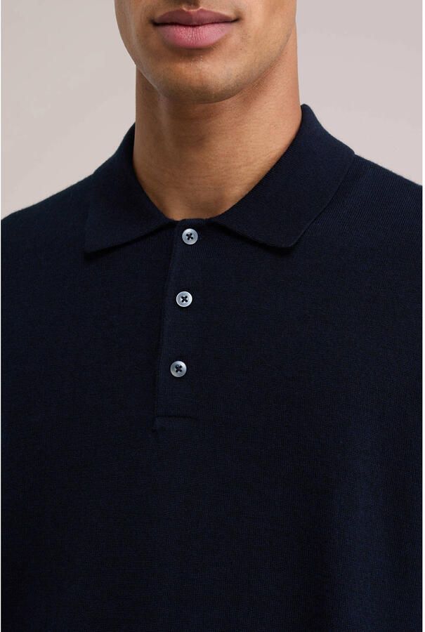 WE Fashion regular fit wollen gebreide trui donkerblauw - Foto 2