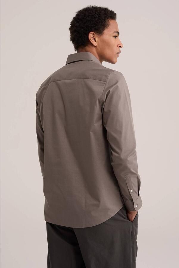 WE Fashion regular fit zakelijk overhemd grijsbruin - Foto 3