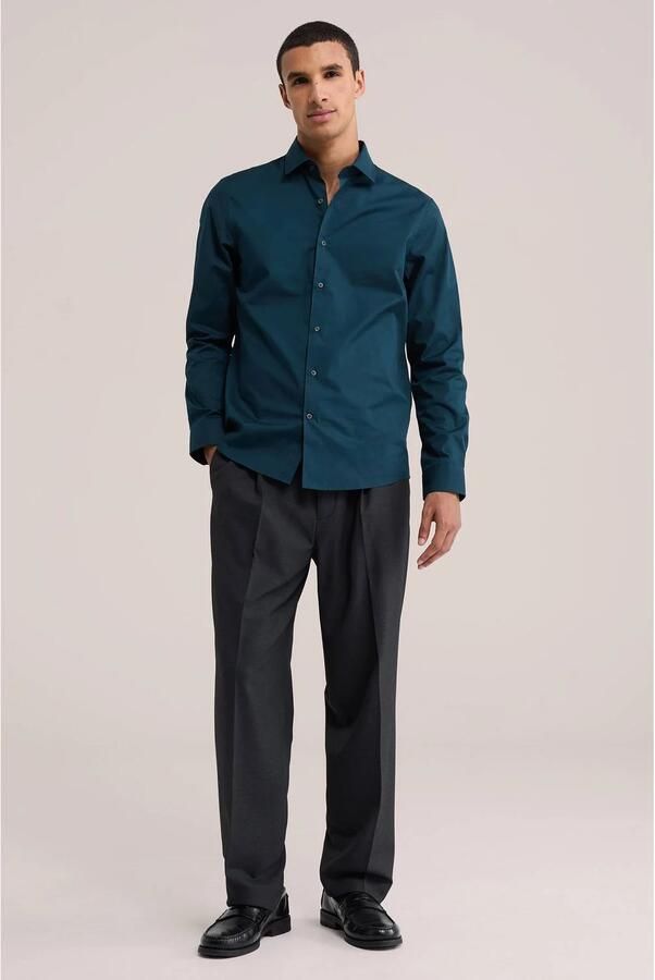 WE Fashion regular fit zakelijke overhemd blauw - Foto 2