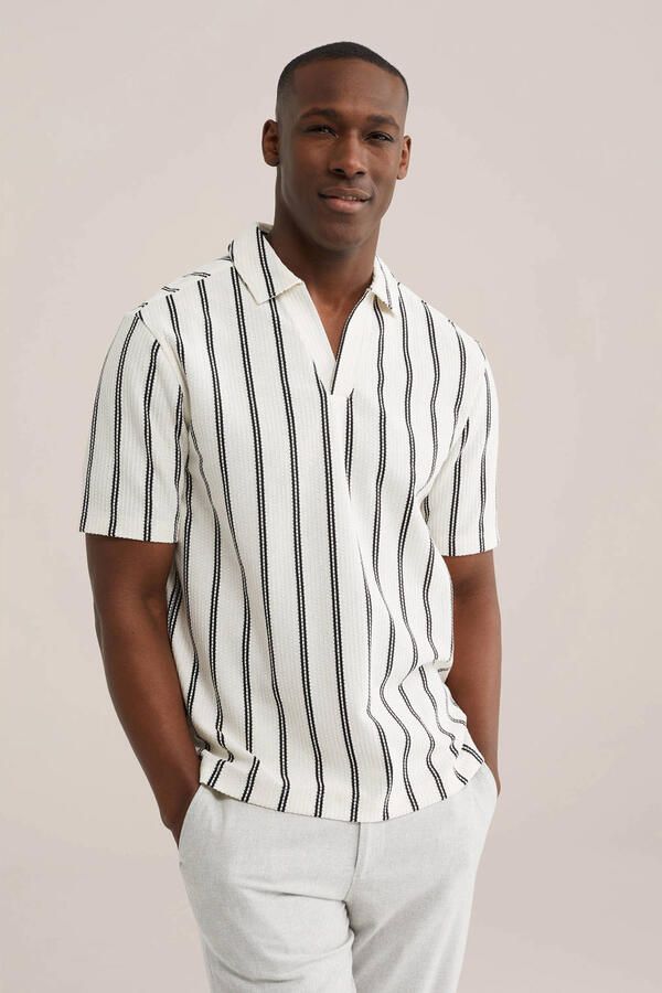 WE Fashion regular gestreept casual overhemd wit