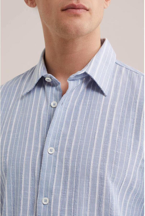WE Fashion regular gestreepte casual overhemd lichtblauw - Foto 2