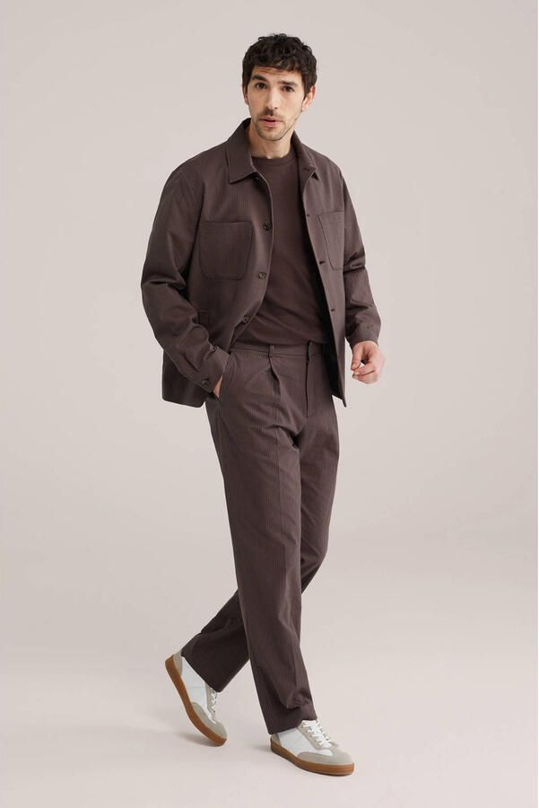 WE Fashion regular gestreepte pantalon bruin - Foto 3