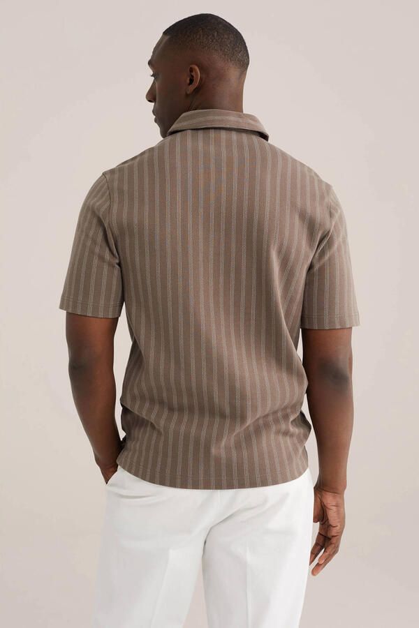 WE Fashion regular gestreepte polo bruin - Foto 3