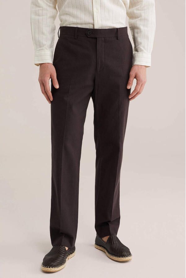 WE Fashion regular pantalon donkerbruin