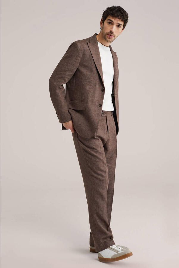 WE Fashion regular pantalon met linnen bruin - Foto 2