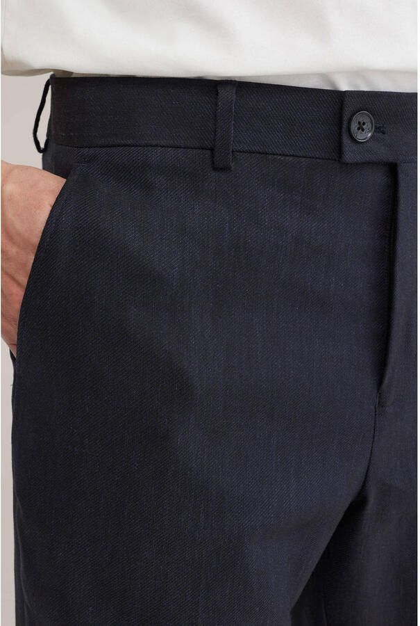 WE Fashion regular pantalon met linnen donkerblauw - Foto 2