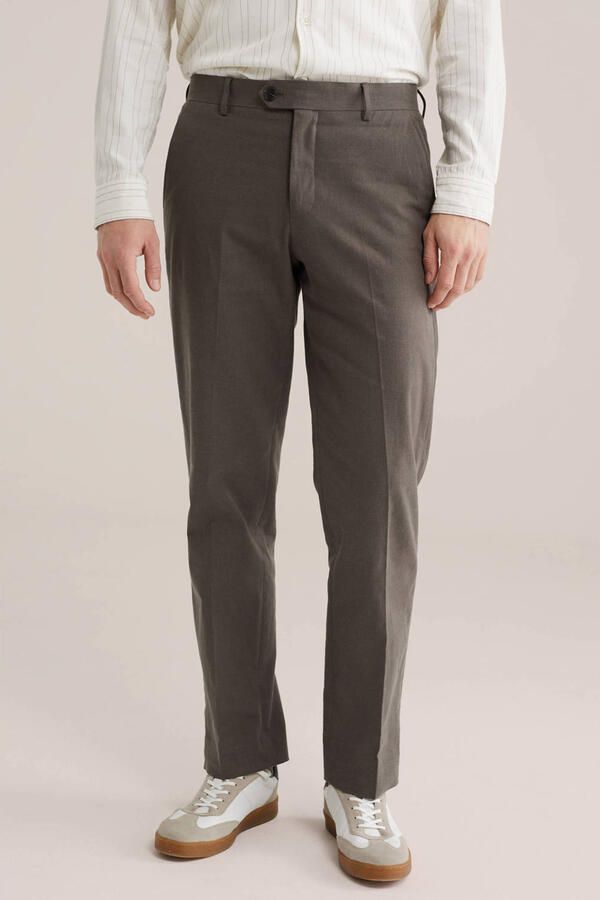 WE Fashion regular pantalon met linnen