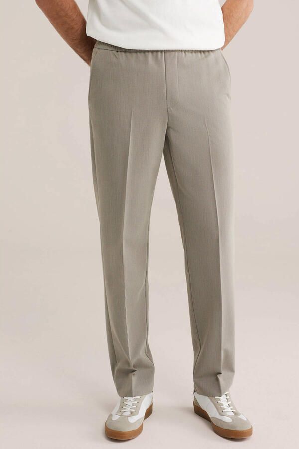 WE Fashion regular pantalon taupe