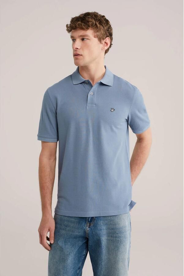 WE Fashion regular polo blauw