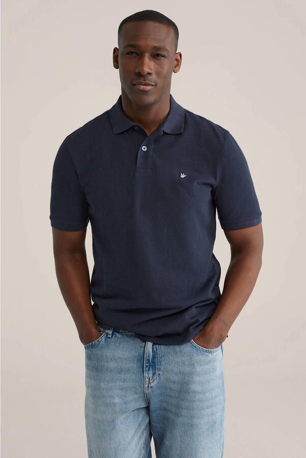 WE Fashion regular polo donkerblauw