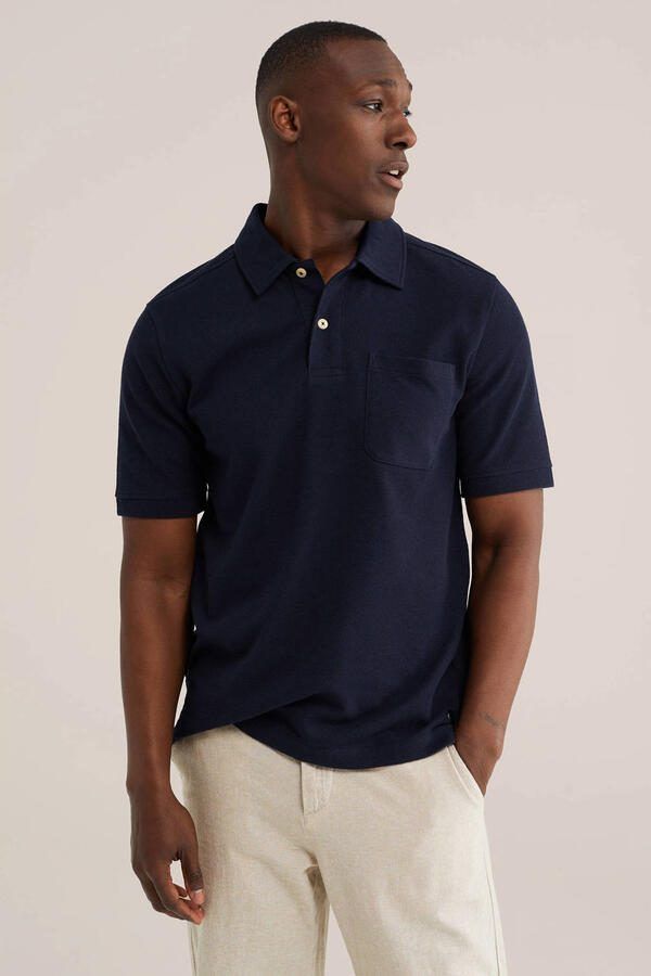 WE Fashion regular polo donkerbruin