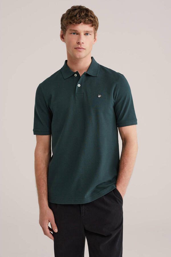 WE Fashion regular polo donkergroen