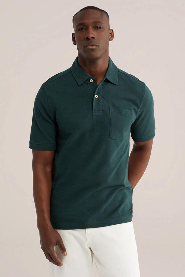 WE Fashion regular polo donkergroen