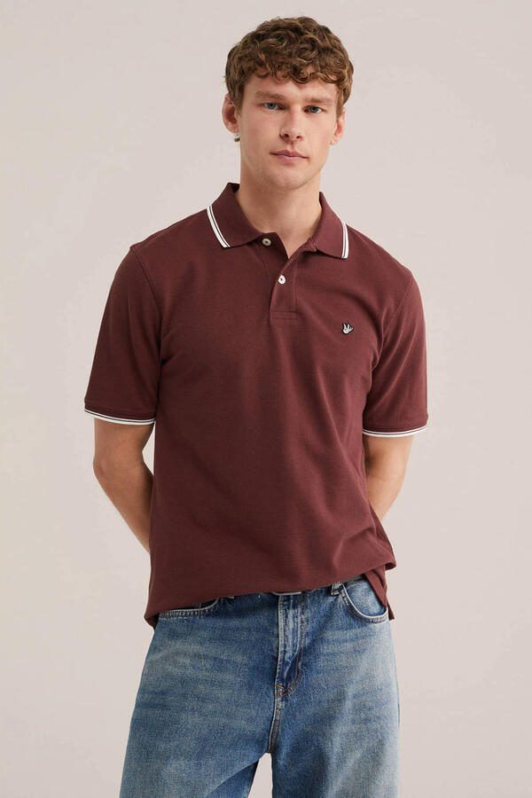 WE Fashion regular polo donkerrood