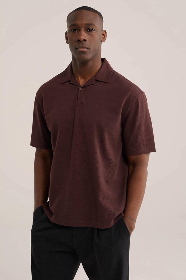 WE Fashion regular polo donkerrood