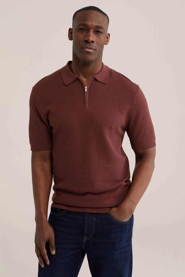 WE Fashion regular polo donkerrood