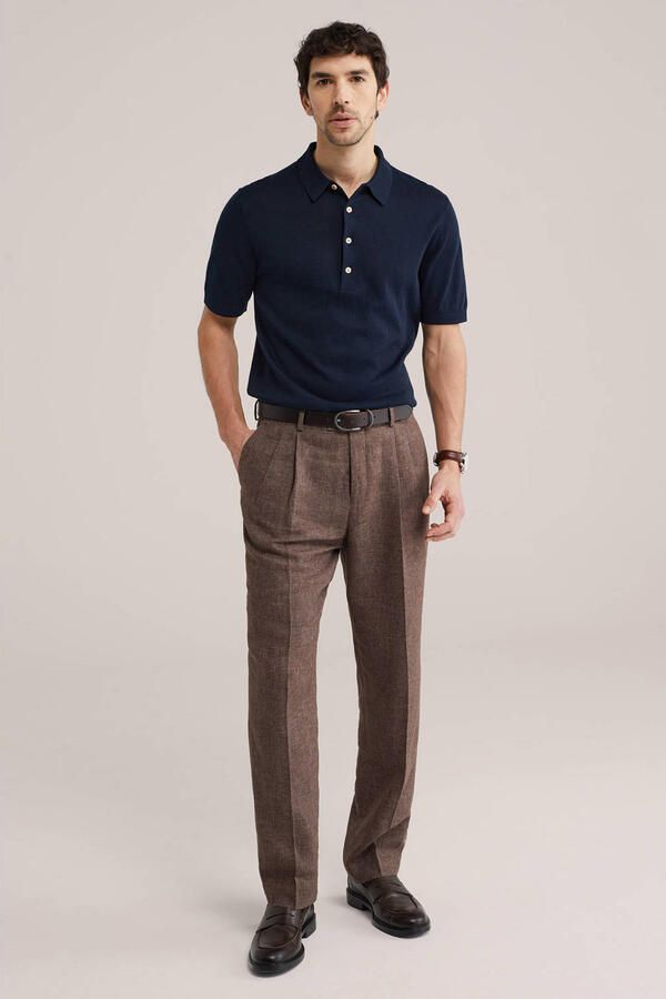 WE Fashion regular polo fijn gebreid donkerblauw - Foto 2