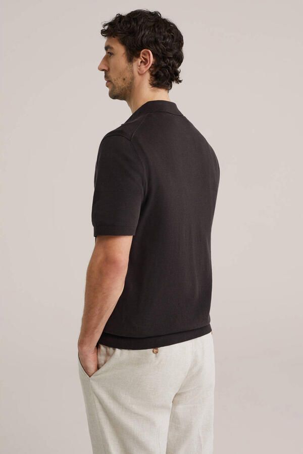 WE Fashion regular polo fijn gebreid donkerbruin - Foto 2