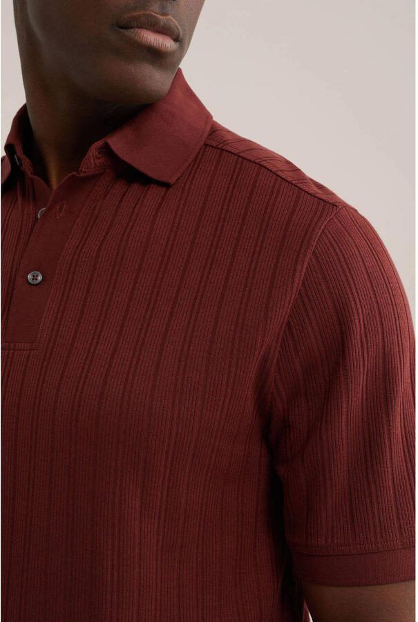 WE Fashion regular polo gebreid donkerrood - Foto 2