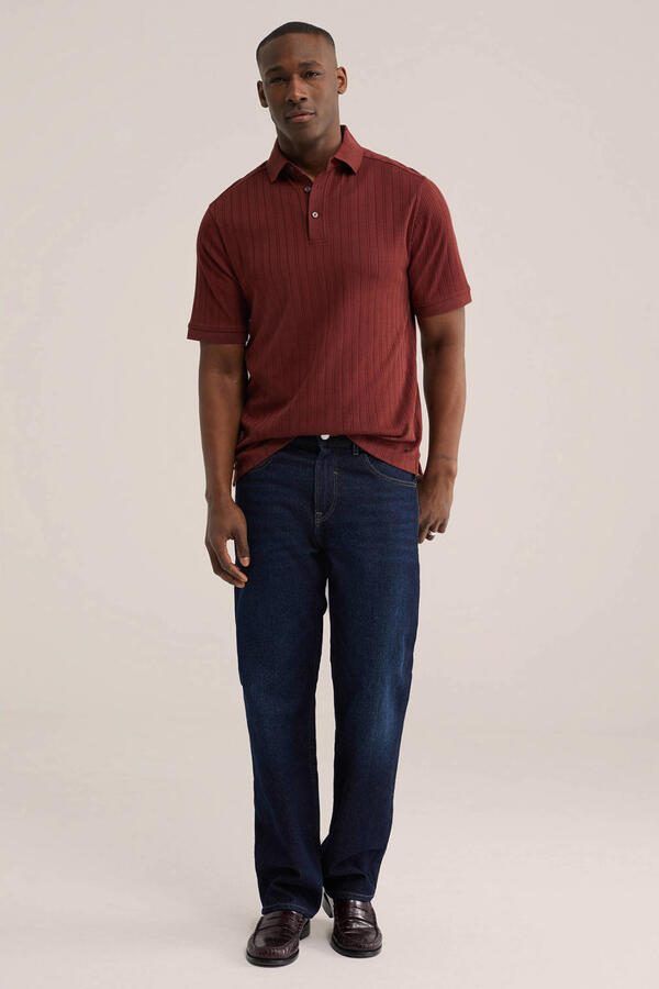 WE Fashion regular polo gebreid donkerrood - Foto 3