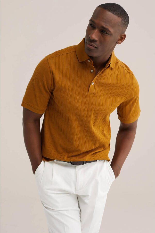 WE Fashion regular polo gebreid geel - Foto 3