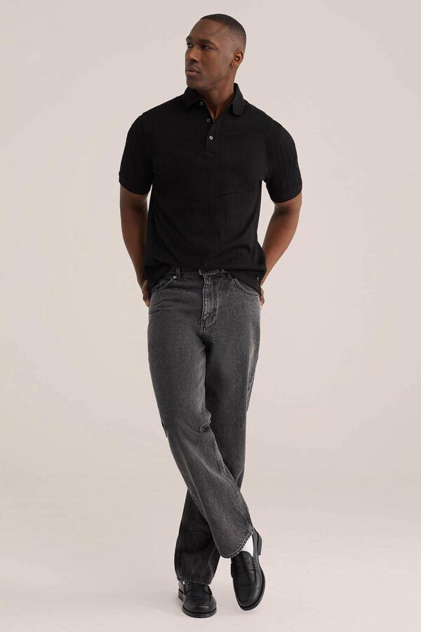 WE Fashion regular polo gebreid zwart - Foto 3
