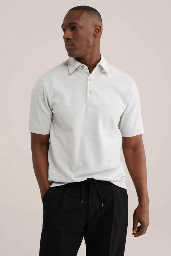 WE Fashion regular polo grijs