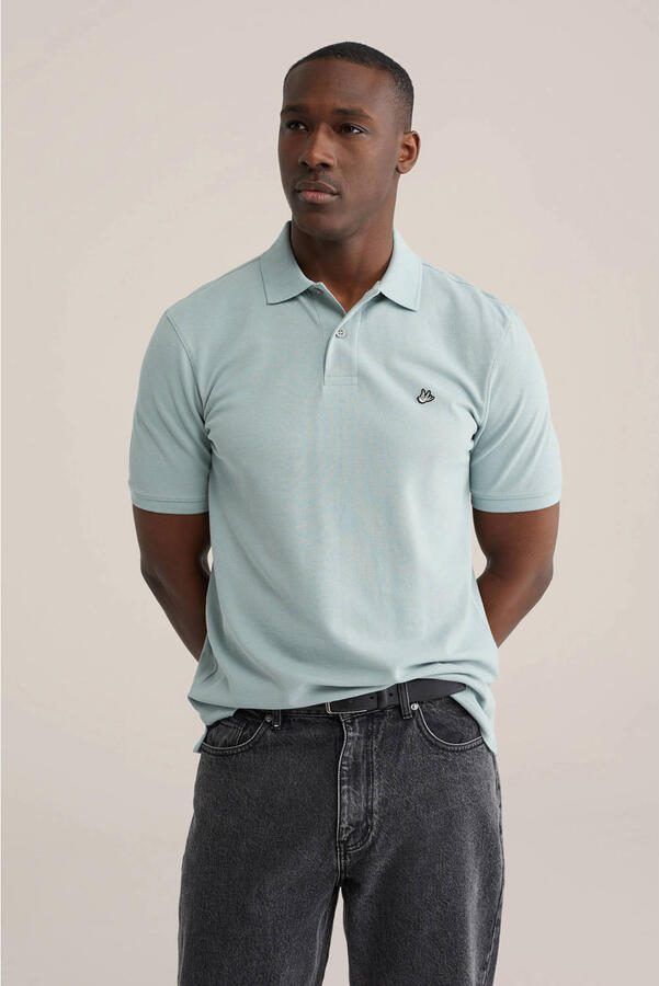 WE Fashion regular polo grijsgroen