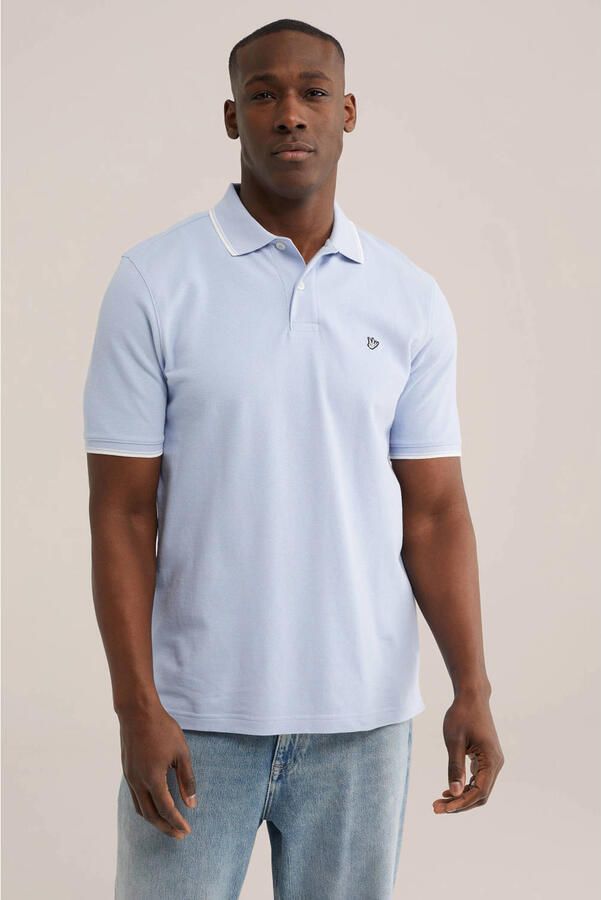 WE Fashion regular polo lichtblauw