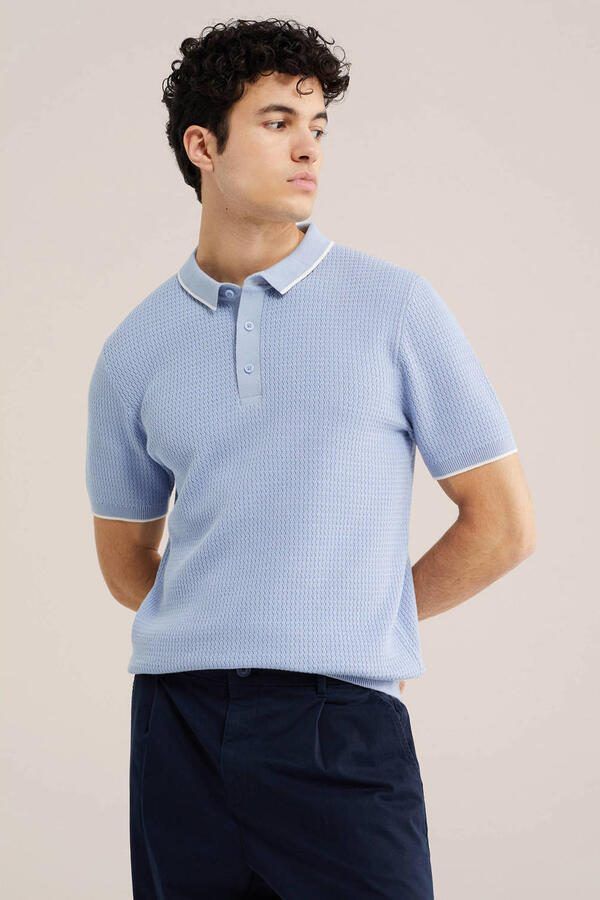 WE Fashion regular polo lichtblauw