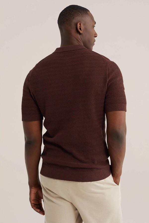 WE Fashion regular polo met textuur donkerrood - Foto 2