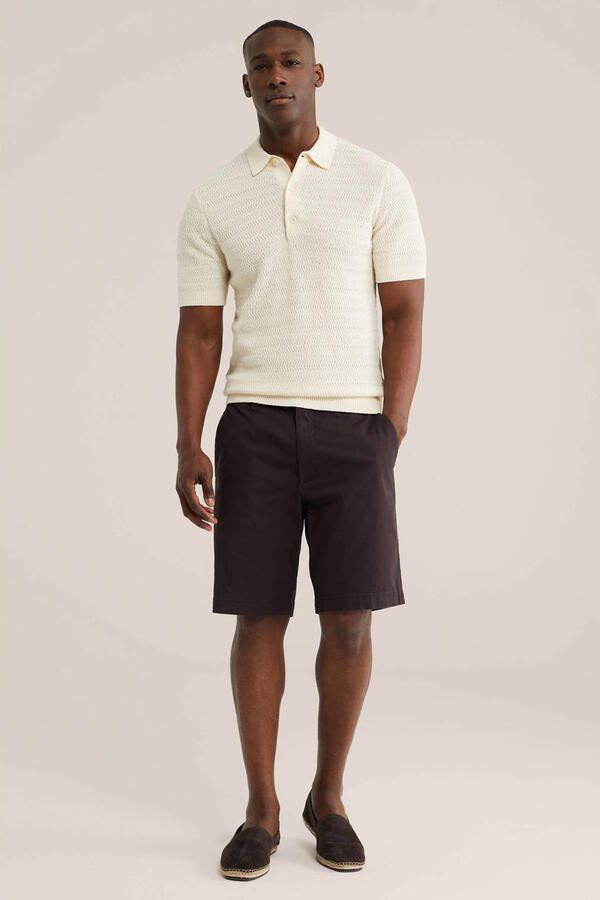 WE Fashion regular polo met textuur ecru - Foto 3