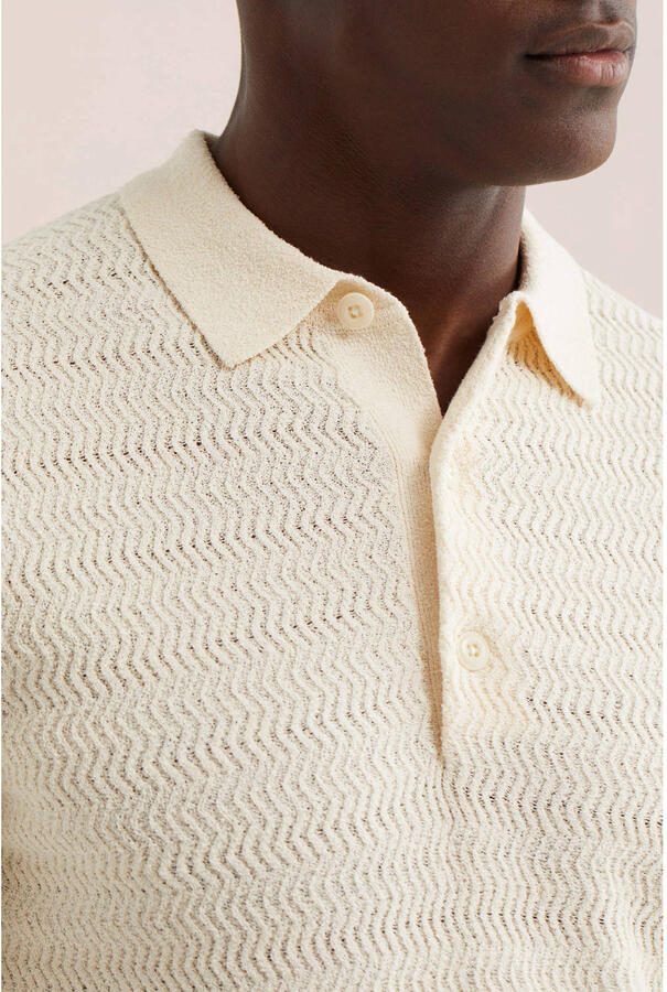 WE Fashion regular polo met textuur ecru - Foto 2