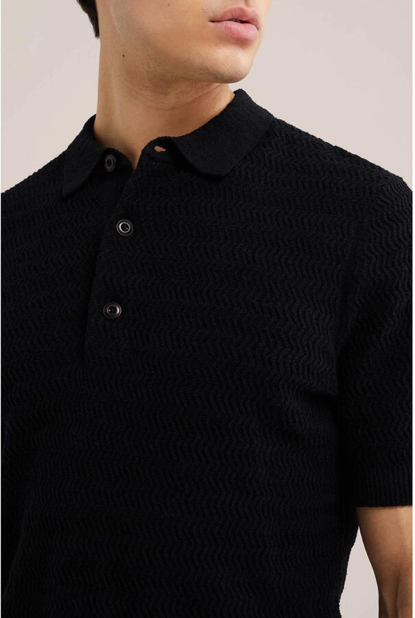 WE Fashion regular polo met textuur zwart - Foto 2